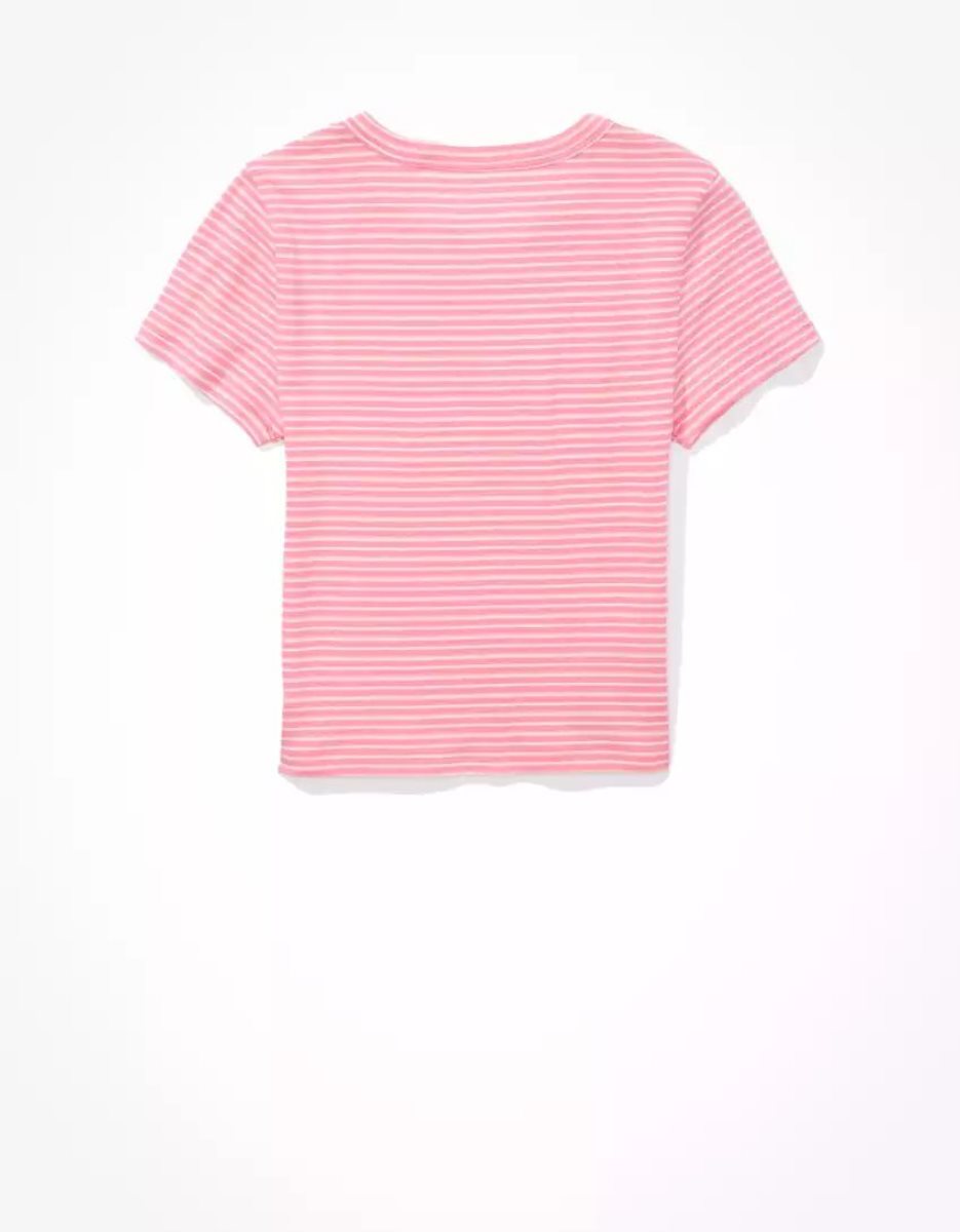 T Shirts American Eagle AE Hey Baby Tee Rose Femme | FHF-52047104